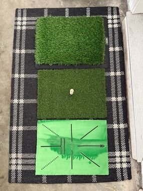 Golf Practice Mat Set (3 Turf Types + Rubber Base | Interchangeable)